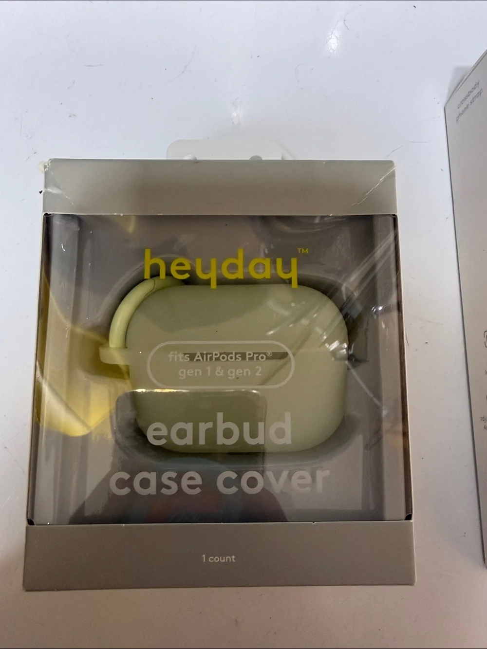 heyday earbud case cover & crossbody phone strap in light green and cream